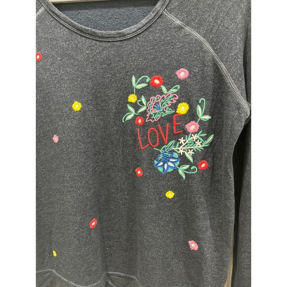 SUNDRY Floral Embroidered Sweatshirt In Black Sz 0 - XS - Picture 3 of 8